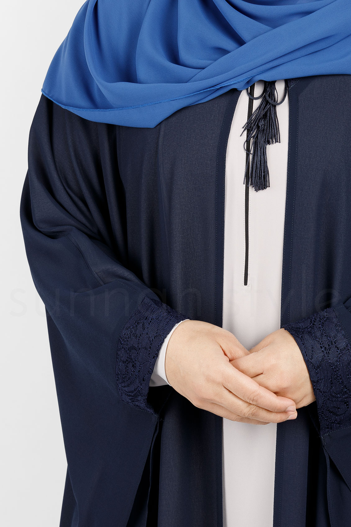 Sunnah Style Shadow Chiffon Robe Navy Blue